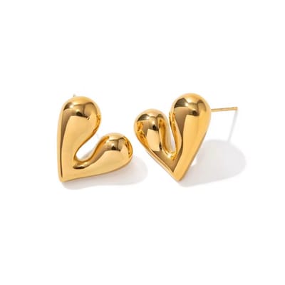 Lajetti - Hartje Studs Oorbel Goudkleurig Dames Stainless Steel Gold Plated - Oorstekers