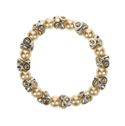 Behave - Rekarmband champagne parels steentjes - elegante look