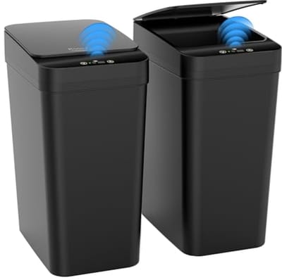 Set van 2 kleine vuilnisemmers 10 l voor kantoor, badkamer, keuken en slaapkamer