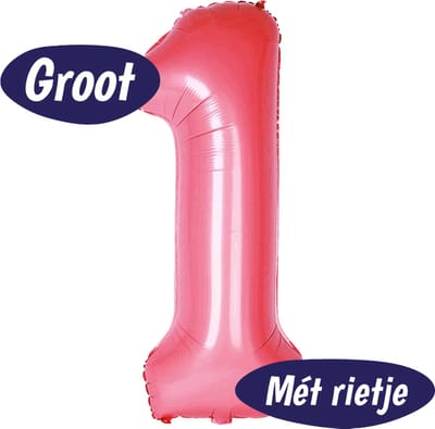 Cijfer Ballonnen - Ballon Cijfer 1 - 70cm Roze - Folie - Opblaas Cijfers - Verjaardag - 1 Jaar, 16 Jaar, 18 Jaar, 21 Jaar - Versiering