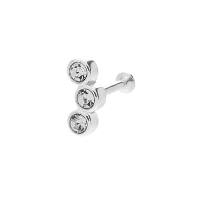 Lucardi - Dames Stalen helixpiercing met kristal - Piercing - Staal - Zilverkleurig