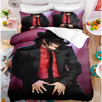 Michael Jackson Beddengoed Collectie Enkel Tweepersoons Volledig King Size Muzikaal Genie Met Beddengoed Volwassenen Tieners Slaapkamer 200X200Cm Dekbedovertrek Collectie EU King 240x220cm