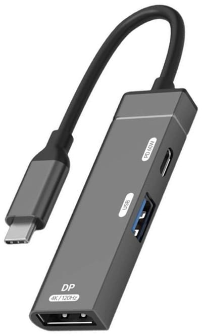 Type-C naar DisplayPort Adapter - USB-C Converter Monitor - 4K Beeld Kwaliteit - Ondersteunt 120Hz - 60W PD - Zwart