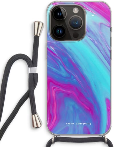 Case Company® - Hoesje met koord geschikt voor iPhone 14 Pro hoesje met Koord - Zweverige regenboog - Telefoonhoesje met Zwart Koord - Bescherming aan alle Kanten en Over de Schermrand