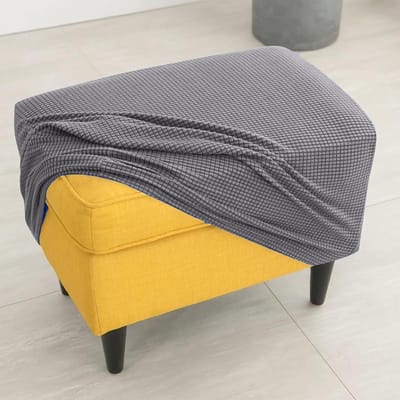 Voetenbankhoes Rechthoekig - Poefhoes Beschermhoes - Meubels Beschermen - Stretch Jacquard Stof - Universele Maat - Antraciet