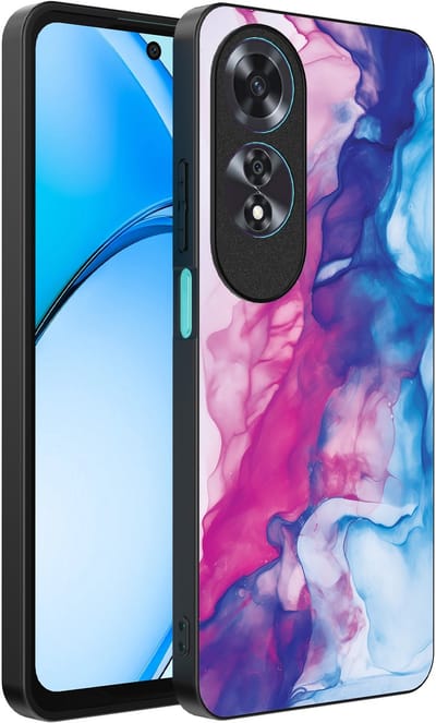 Smartphonica Telefoonhoesje Geschikt voor Oppo A60 met Roze Blauw Marmer Opdruk - TPU Backcover Case Rose Blue Marble Design geschikt voor Oppo A60
