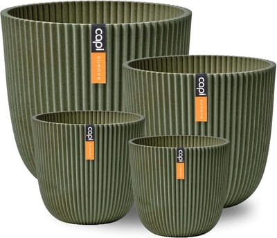 Capi Europe - Cadeauset Pot bol Groove 'made with' kunstgras groen - Kunstgras groen - Bloempotten voor binnen en buiten - Capi ‘Made with’ - Gemaakt van gerecycled materiaal - Levenslang garantie - Cadeauset