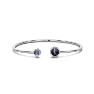 CO88 Collection 8CB-90891 Stalen Armband - Dames - Bangle - Sodaliet - 4 en 6 mm Doorsnee - Armband - 58 x 49 mm - 2 mm Dikte - Staal - Zilverkleurig