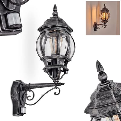 Buitenwandlamp met bewegingsmelder E27 IP44 - Zwart Antiek Landhuis Design