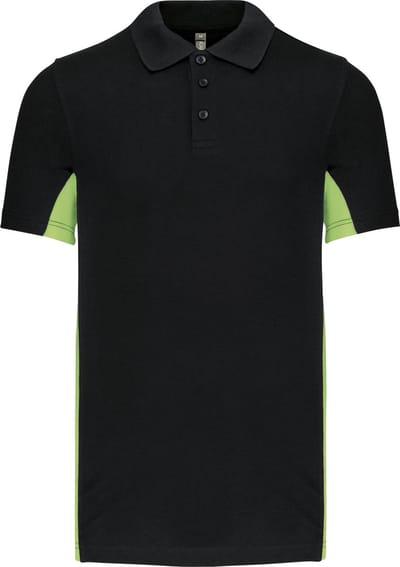 Heren 'Two-Tone' Polo Kariban Collectie maat S Zwart/Limoengroen