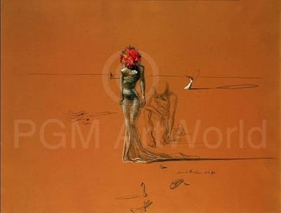 Kunstdruk Salvador Dali - Female with Head of Flowers 80x60cm