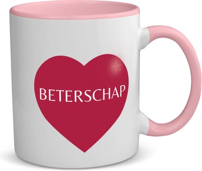 Akyol - beterschap hartje koffiemok - theemok - roze - Beterschap - iemand die ziek is of iets gebroken heeft - ziek - koorts - snel beter worden - cadeau - beterschap cadeau - kado - gift - geschenk - 350 ML inhoud