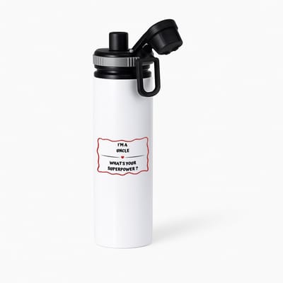 Hacebo® - I'm a uncle what's your superpower? waterfles met draaidop grijs - Oom - super oom - verjaardag - cadeautje voor oom - oom artikelen - kado - geschenk - water fles - 850ML
