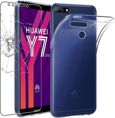 ebestStar - Hoes geschikt voor Huawei Y7 2018, Back Cover, Beschermhoes anti-luchtbellen hoesje, Transparant + Gehard Glas