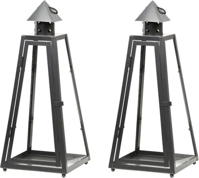 Fancy Flames Lantaarn - set van 2x stuks - metaal - 16,7x39,9 cm - windlicht voor tuin