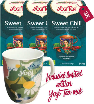 Yogi Tea Sweet Chili Bio - 3 pakjes - inclusief limited edition Yogi Tea mok
