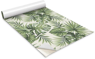 Wallfluent Meubelfolie - Monstera bladeren Meubelsticker - 100 cm x 50 cm - Groente Meubelfolie - Decoratieve Folie - Meubel Make-Over - Kastfolie - Plakfolie Mat - Kastdeuren Folie