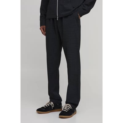 Micro Check Pleat Front Straight Leg Trouser Co-ord | Charcoal | Size XS