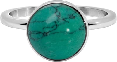 Quiges Stapelring Dames - Vulring Blauw Steen - RVS Zilverkleurig - Maat 19 - Hoogte 2mm