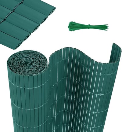 PVC inkijkbeschermingsmat, inkijkbescherming, balkonbekleding, inkijkbescherming, waterdicht, met kabelbinders, versterkte lamellen, privacy, pvc, ondoorzichtig, 120 x 500 cm, groen
