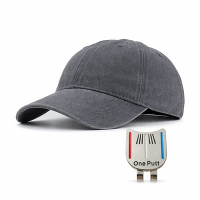 Vintage Golf Pet – Inclusief Putting Alignment Tool - Grey - Verstelbare Golf Cap – Inclusief Ball Marker - Golf Pet - Golf Accessoires - Golf Spullen