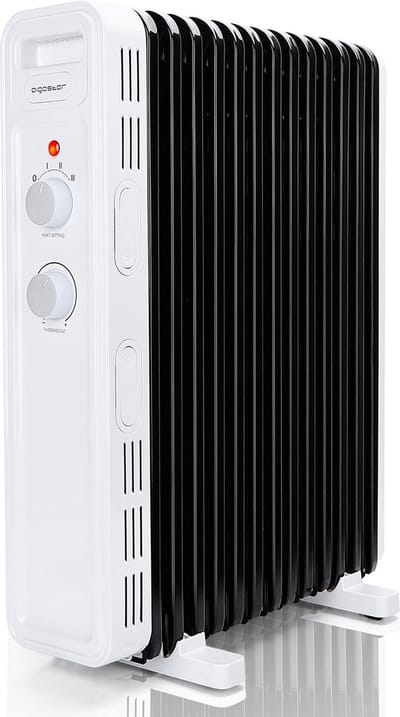Aigostar Luke 33ZDJ - Olieradiator - Thermostaat - 3 Standen - 25m² - Oliegevulde Radiator - Elektrische verwarming - Wit - 2300W