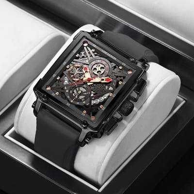 Holle Vierkante Herenhorloges Chronograaf LUIK Merk Luxe Automatische Datum Herenhorloge Waterdichte Mannelijke Horloges zwart
