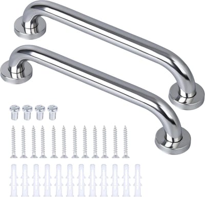 Wandsteunen Badkamer - Douchehandgrepen Set - Veiligheid Verhogen - Roestvrij Staal - 33 cm Lengte - Zilverkleurig