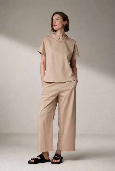 Poplin semi pants 23074 | Sabbia - Sabbia / S