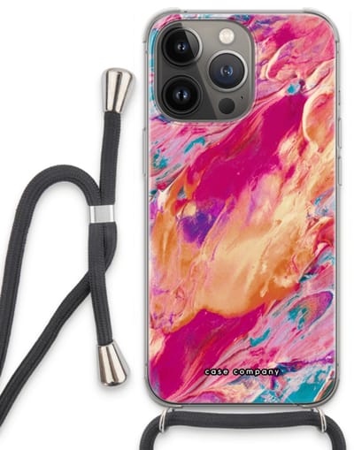 Case Company® - Hoesje met koord geschikt voor iPhone 13 Pro hoesje met Koord - Pastel Echoes - Telefoonhoesje met Zwart Koord - Bescherming aan alle Kanten en Over de Schermrand