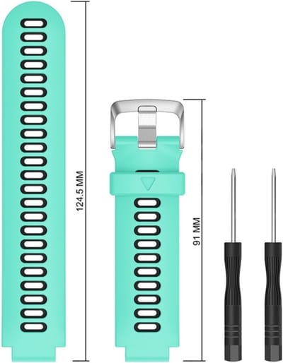 Siliconen bandje - geschikt voor Garmin Forerunner 220 / 230 / 235 / 620 / 630 / 735XT / Approach S20 / S5 / S6 - mintgroen-zwart