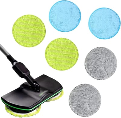 Set van 6 Vervangende Mop Sponzen, 16 cm Microvezel, Herbruikbare en Ronde Mop Sponzen voor Efficiënt Schoonmaken