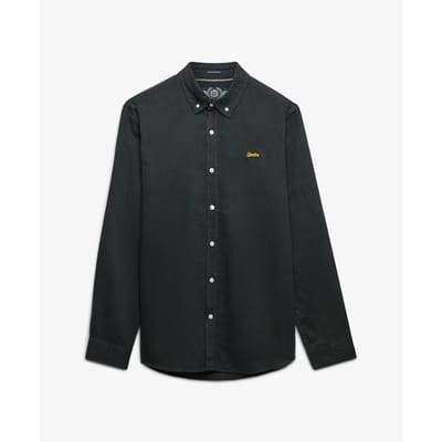 Superdry Katoenen Linnen Overhemd met Lange Mouwen Dark Grey Grootte: L