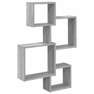 vidaXL - Wand - Kubus - Planken - Muurmontage - Grijs - Sonoma - 64 - x - 13,5 - x - 91,5 - cm