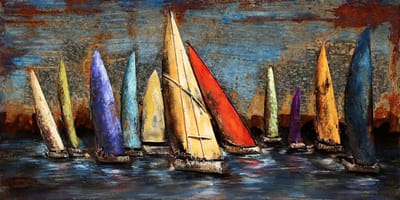 Schilderij Metaal 3D zeilbootjes , Sailing