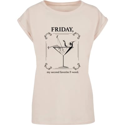 Mister Tee - FWord Extended Shoulder Dames Tshirt - XS - Creme