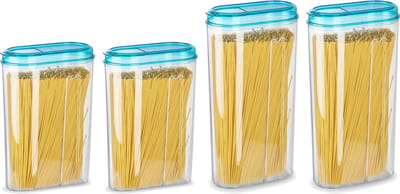 Plasticforte Voedselcontainers set - 4 stuks - blauw - 2350ml en 1500ml - kunststof - voorraadpot