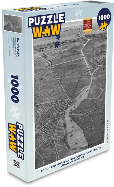 Puzzel Stadskaart - Geschiedenis - Amsterdam - Legpuzzel - Puzzel 1000 stukjes volwassenen - Plattegrond