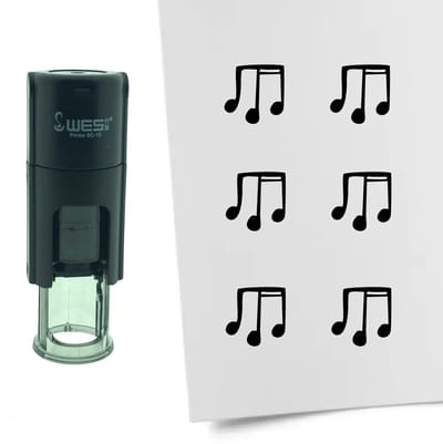 CombiCraft Stempel Muzieknoten 10mm rond - zwarte inkt