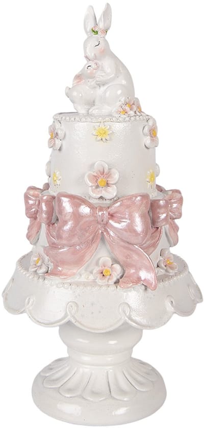 Clayre & Eef Decoratie Beeld Taart Ø 15x29 cm Wit Kunststof