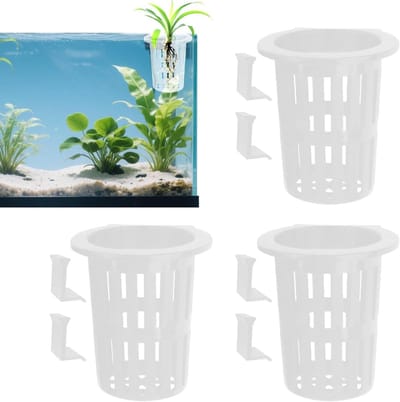 Vijverplant Manden - Aquarium Plantenmand - Aquarium Decoratie - Verbeterde Voedingsopname - 3.9 inch diep x 3.5 inch breed - Wit