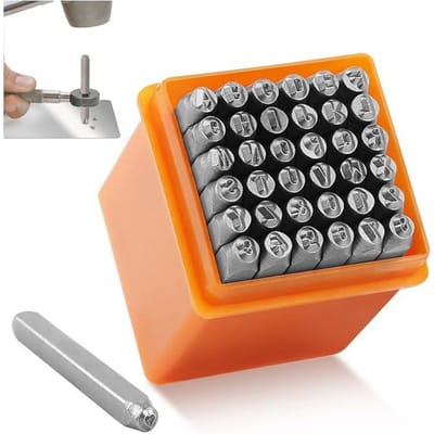 GELLDG 37 Stuks Smeedijzer Letters en Cijfers Set - Ponsletters Metalen Stempels A-Z 0-9 - 3mm Hoogte - Geschikt voor Metaalbewerking en Graveren - Duurzaam Metaal - Complete Set voor Keuken en Huis