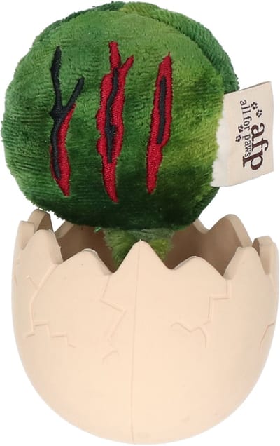 AFP My T-rex – Paw scratch Dino – Trekspeeltje hond – Ideaal om traktaties in te verstoppen – Uitdagend hondenspeelgoed – Dinosaurus klauw – Ei – Rubber/Polyester - Groen/Wit