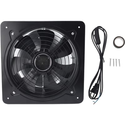 Industriële Luchtafzuiger 12 inch Lager Geluid Raamventilator voor Keuken Zwart black