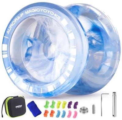 MAGICYOYO JoJo K3 Aurora-p, professionele truc joJo voor vingerspin, responsief en niet-reagerend Yoyo voor beginners en gevorderden, met 12 Yoyo-snaren en Yo Yo-accessoireset
