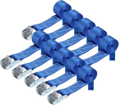 Spanband met Klemgesp 10 Stuks - Blauw - 2.5 cm x 1 Meter - 250 kg Zekerheid