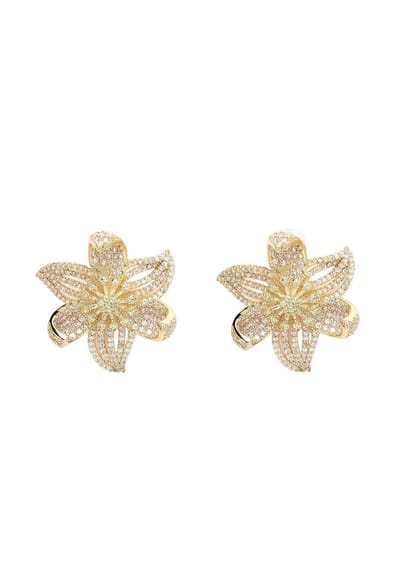 AVANT-GARDE PARIS Diva Collectie Cubic Zirkonia Oorknopjes - Roze - Goudkleurig Metaal - 3 cm Stud Earrings - Post En Backsluiting - Voor Vrouwen