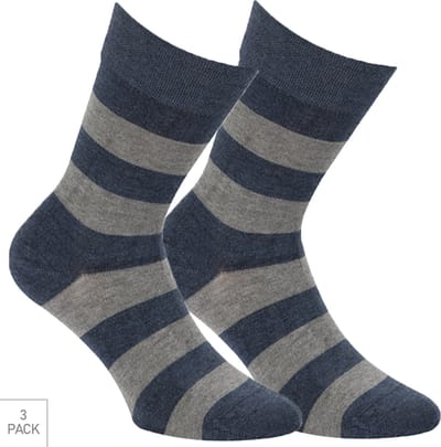 Boru Bamboo - 3-Pack - Gestreepte Sokken - Bamboe - Antibacterieel - Heren / Dames - jeans - 39-42 - 2326