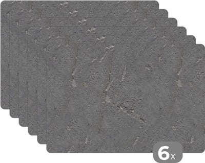 Placemat - Placemats kunststof - Beton - Patronen - Steen - 45x30 cm - 6 stuks - Hittebestendig - Anti-Slip - Onderlegger - Afneembaar
