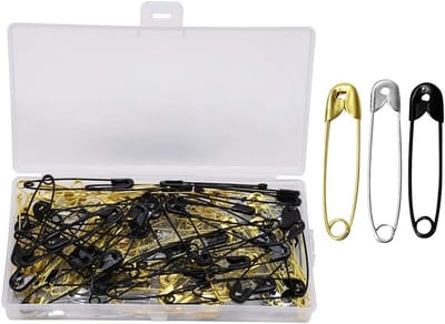 Assortiment van 300 Veiligheidsnaalden in Grootte 18 mm - 53 mm voor Creatief Werk, Naaiwerk en Sieradenmaken in Goud, Zilver en Zwart